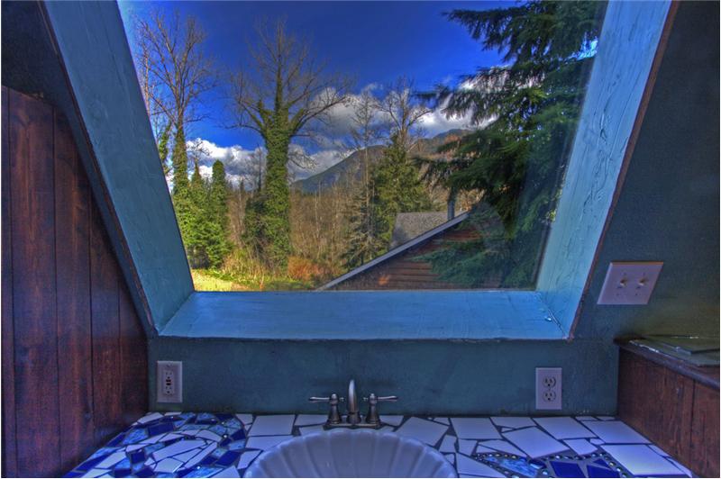 Master bath sink, best morning view!