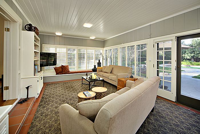 Lovely Light  in Family Room with French Doors to the Patios